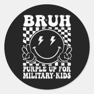 Bruh Lila für militärische Kinder Monat Militärjun Runder Aufkleber