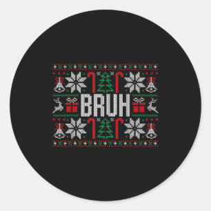 Bruh Lustige Hässliche Weihnachten Teenager Jungen Runder Aufkleber