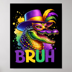 Bruh Mardi Gras Teenager Jungen Kinder Alligator M Poster