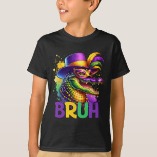 Bruh Mardi Gras Teenager Jungen Kinder Alligator M T-Shirt