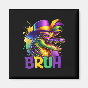 Bruh Mardi Gras Teens Boys Kids Alligator Mardi Gr Magnet