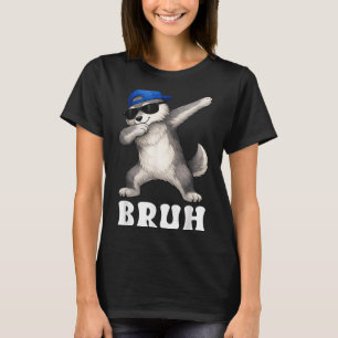 Bruh Meme Dabbing Wolf lustige Männer Kinder Junge T-Shirt