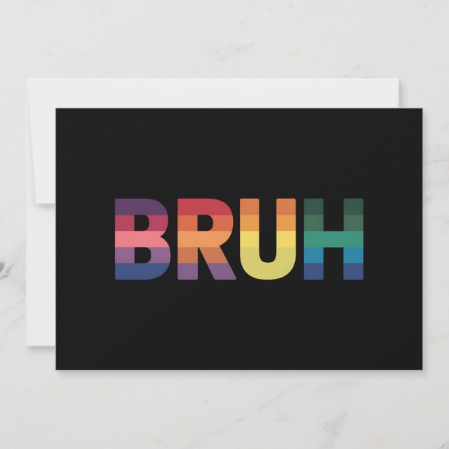 Bruh Meme Funny Sprichwort Bro Gruß Gay LGBT Pride Einladung (Vorderseite)
