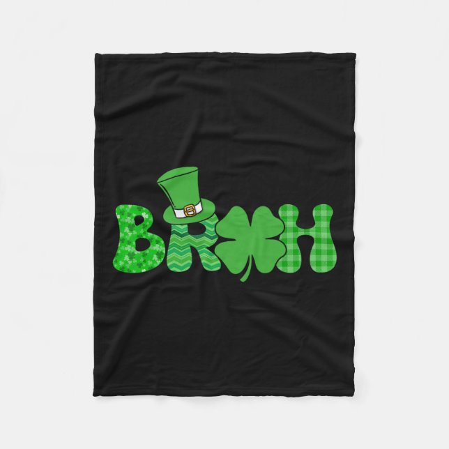 Bruh Meme Funny St Patricks Day Kleeblatt Irish Fleecedecke (Vorderseite)