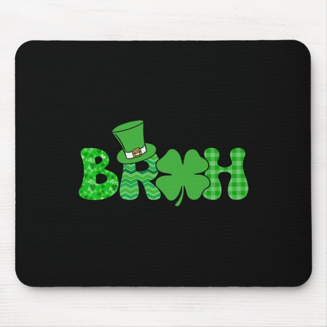 Bruh Meme Funny St Patricks Day Kleeblatt Irish Mousepad (Vorne)
