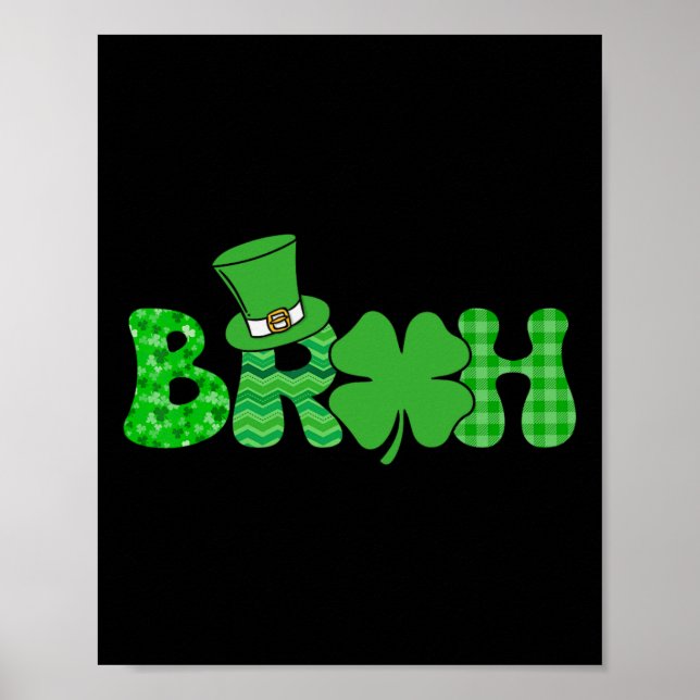 Bruh Meme Funny St Patricks Day Kleeblatt Irish Poster (Vorne)