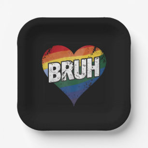 Bruh Meme Lustiger Spruch Bro Gruß Gay LGBT Stolz Pappteller