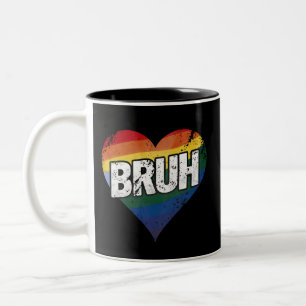 Bruh Meme Lustiger Spruch Bro Gruß Gay LGBT Stolz Zweifarbige Tasse