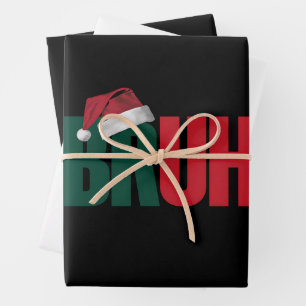 Bruh Meme Lustiger Spruch Bro Gruß Weihnachten Geschenkpapier Set