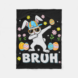 Bruh Meme Ostertag Funny Dabbing Bunny Eggs Boys Fleecedecke