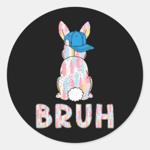 Bruh Meme Ostertag Lustiger Hase Eier Teens Jungen Runder Aufkleber
