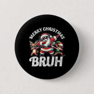 Bruh Meme Santa Dabbing durch den Schnee Weihnacht Button