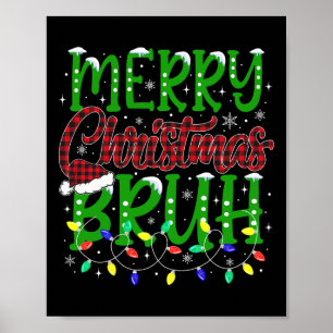 Bruh Merry Christmas Red Kariert Teens Boys Kids X Poster