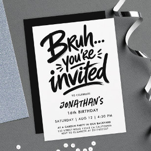 Bruh Moderne Coole Typografie Graffiti Schrift 16. Einladung