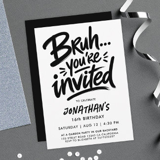 Bruh Moderne Coole Typografie Graffiti Schrift 16. Einladung