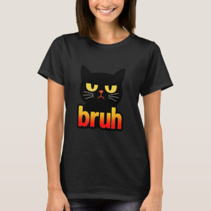 Bruh mürrische schwarze Katze lustig Retro Minimal T-Shirt