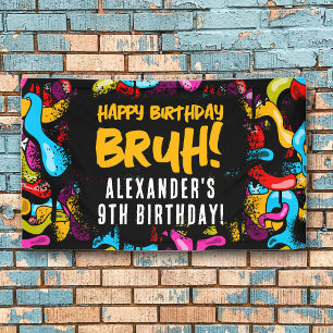 Bruh Neon-Graffiti-Hip-Hop-Street-Art-Geburtstag Banner