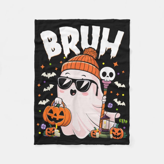 Bruh Niedlich Ghost Trick or Treat Halloween Costu Fleecedecke (Vorderseite)