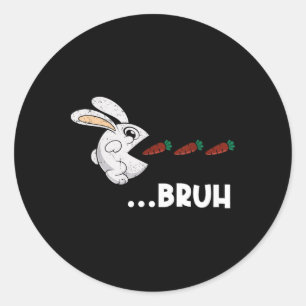 Bruh Oaster Bunny Eating Chocolate Carrots Rabbit Runder Aufkleber