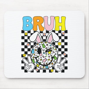 Bruh Oster Day Funny Bunny Eggs Groovy Smile Face Mousepad