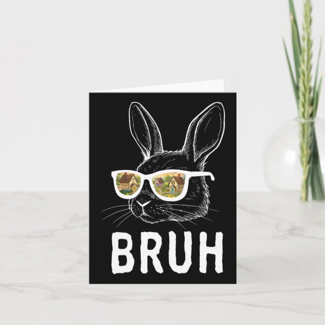 Bruh Oster Day Funny Rabbit Bunny Face Gles Easte Karte (Vorderseite)
