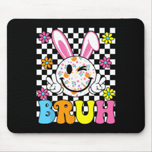 Bruh Ostersonntag Lustiger Hase Eier Groovy Smiley Mousepad