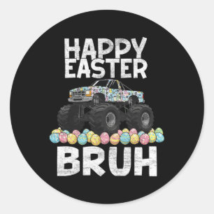 Bruh Ostertag Rabbit Bunny Happy Ostermonster Runder Aufkleber