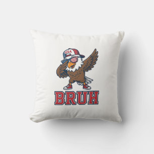 Bruh Patriotischer Adler Vintage Gravur T-Shirt De Kissen