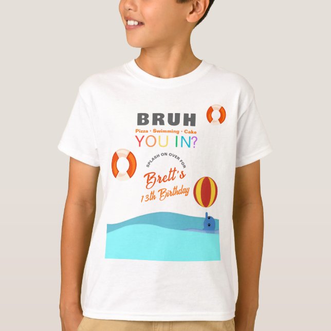 Bruh Pool Party Geburtstag Kinder T-Shirt (Vorderseite)