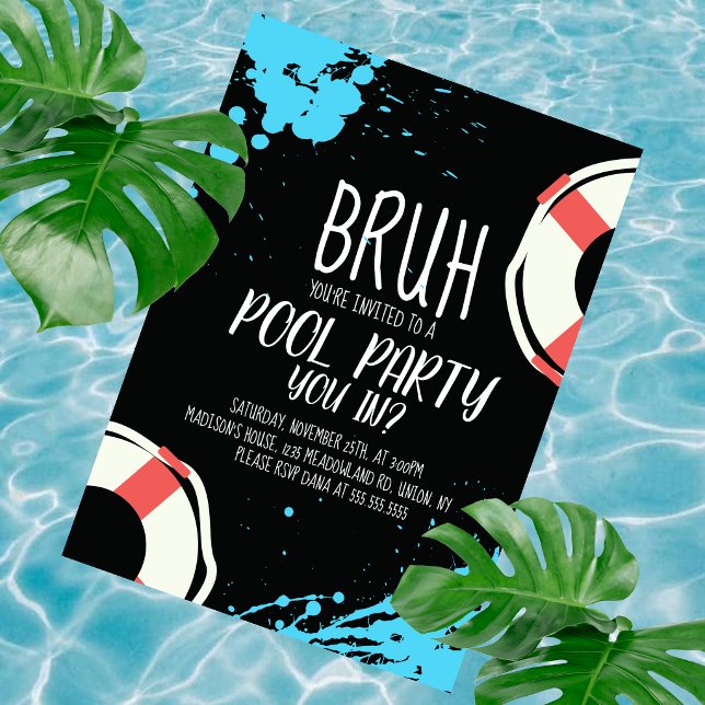 Bruh Poolparty Lebensretter Geburtstag  Einladung (Von Creator hochgeladen)