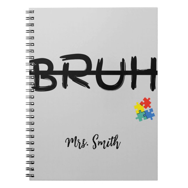 Bruh Puzzle Personalisiert Teacher Notebook Notizblock (Vorderseite)
