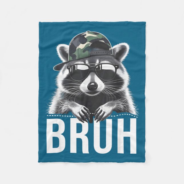 Bruh Raccoon Trash Racoon Camo Hat Youth Teens Kid Fleecedecke (Vorderseite)