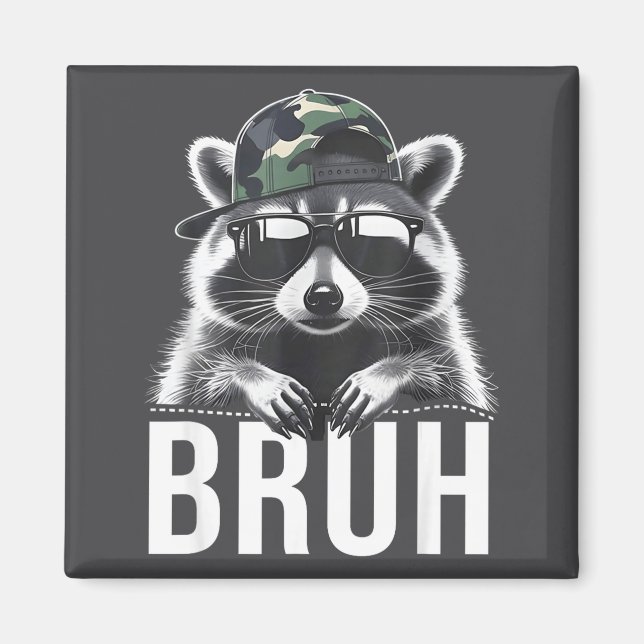 Bruh Raccoon Trash Racoon Camo Hat Youth Teens Kid Magnet (Vorne)