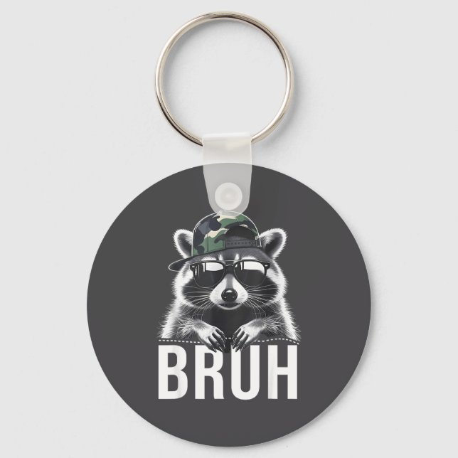 Bruh Raccoon Trash Racoon Camo Hat Youth Teens Kid Schlüsselanhänger (Vorderseite)
