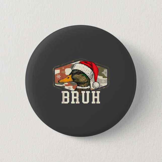 Bruh Santa Duck Hunting Camo Hat Men Women Kids Xm Button (Vorderseite)