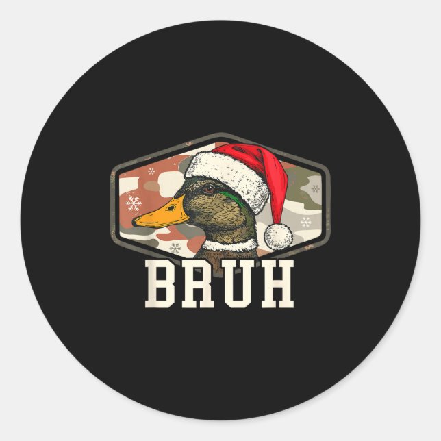 Bruh Santa Duck Hunting Camo Hat Men Women Kids Xm Runder Aufkleber (Vorderseite)