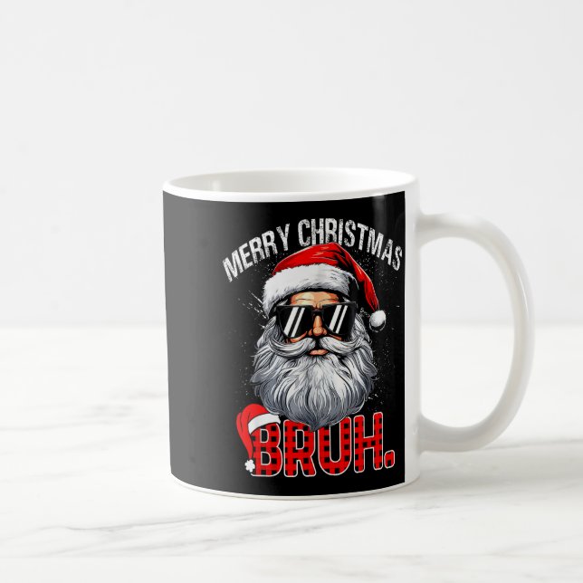 Bruh Santa Hat Funny Christmas Red Plaid Men Boys  Kaffeetasse (Rechts)