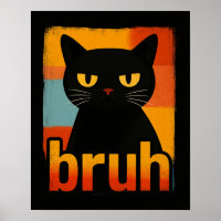 Bruh Schwarze Katze Lustiges Retro Vintage Meme