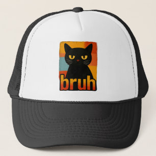 Bruh Schwarze Katze Lustiges Retro Vintage Meme Truckerkappe