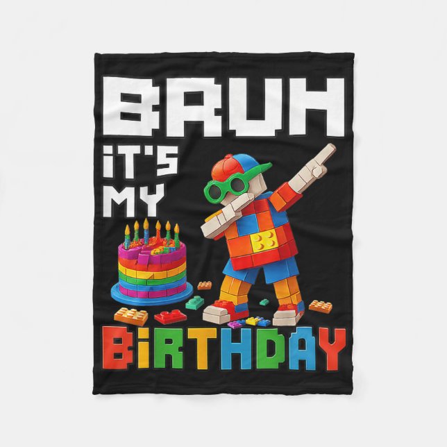 Bruh sein Geburtstagskapitän Blockbrick Me Fleecedecke (Vorderseite)