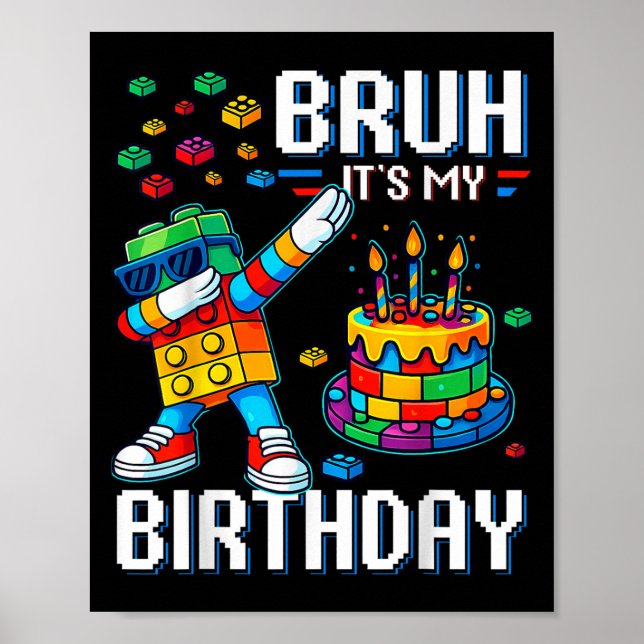 Bruh sein Geburtstagskapitäne Dabbing Blocks Poster (Vorne)