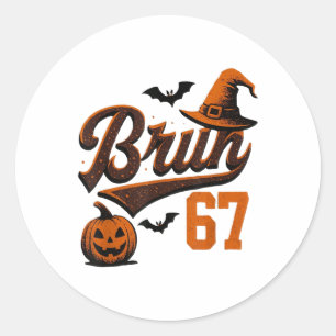 Bruh Six Seven Halloween 6-7 Lustiger Geist Slang  Runder Aufkleber