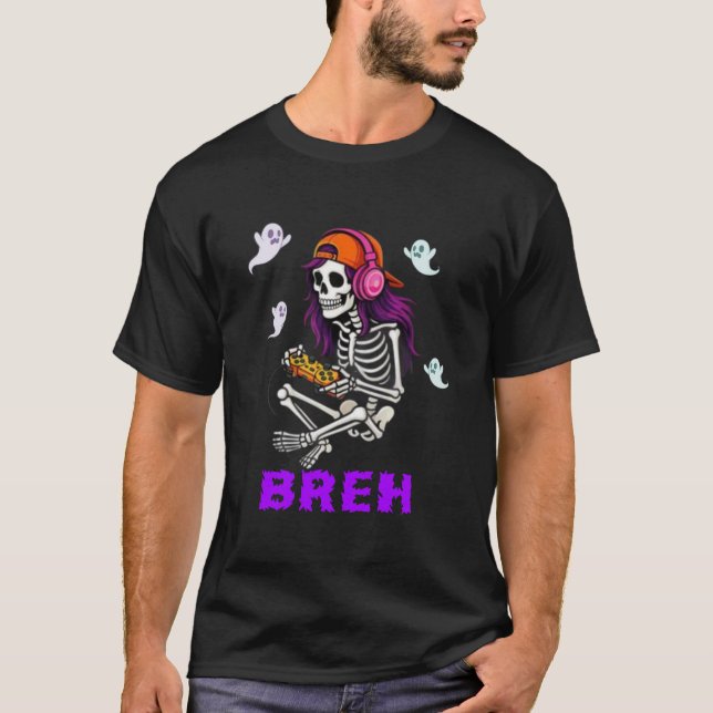 Bruh Skeleton Gamer Halloween Gaming Boys Kids T-Shirt (Vorderseite)