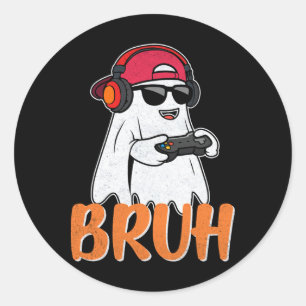 Bruh Spooky Boo Halloween KostümGamer Gaming Men Runder Aufkleber