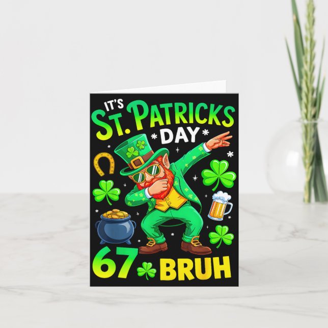 Bruh St. Patricks Day Meme sechs sieben Dabbing Karte (Vorderseite)
