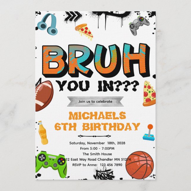 Bruh Teen Birthday Party Invitation Einladung (Vorderseite)