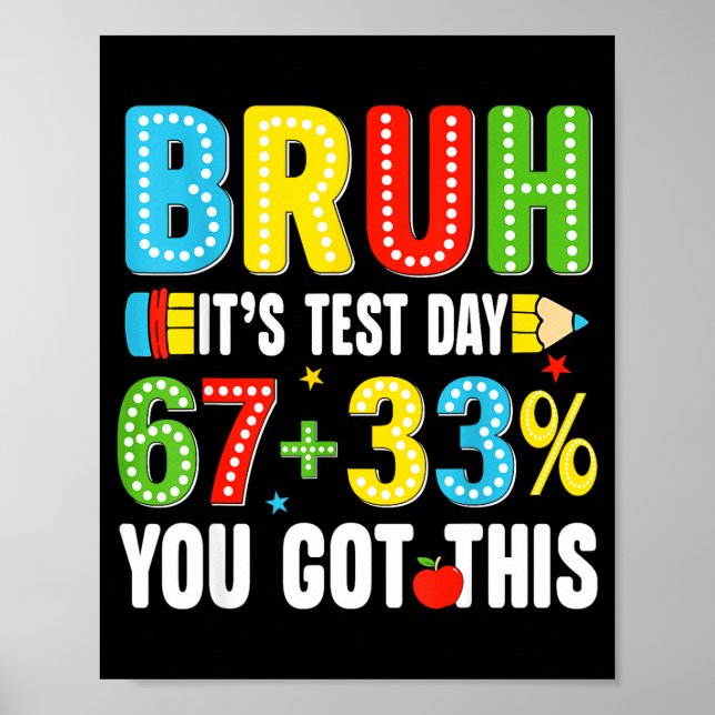 Bruh test testing day got this 67 meme teacher kid poster (Vorne)