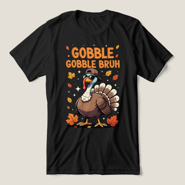 Bruh Thanksgiving Turkey Gobble Kids Teens  Tri-Blend Shirt (Design Vorderseite)