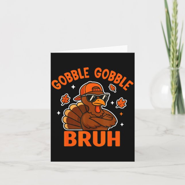 Bruh Thanksgiving Turkey Gobble Shirt Kids Teens B Karte (Vorderseite)
