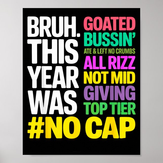Bruh This Year Was Goated No Cap All Rizz_ Funny G Poster (Vorne)